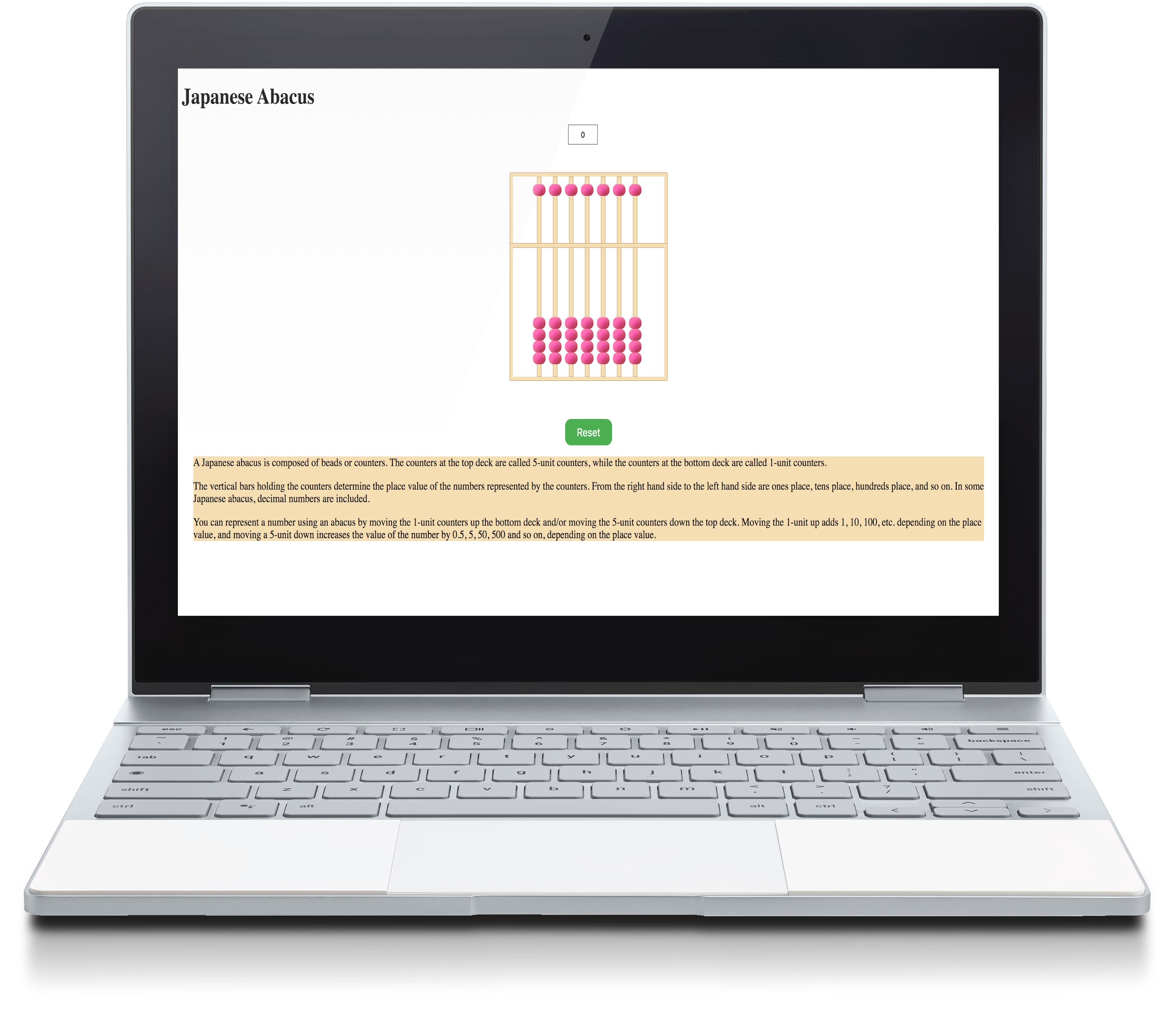 screenshot of javascript abacus